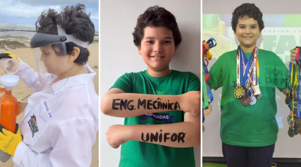 Aos 10 anos, menino de Camaçari é aprovado em 3º lugar em Engenharia Mecânica na Unifor